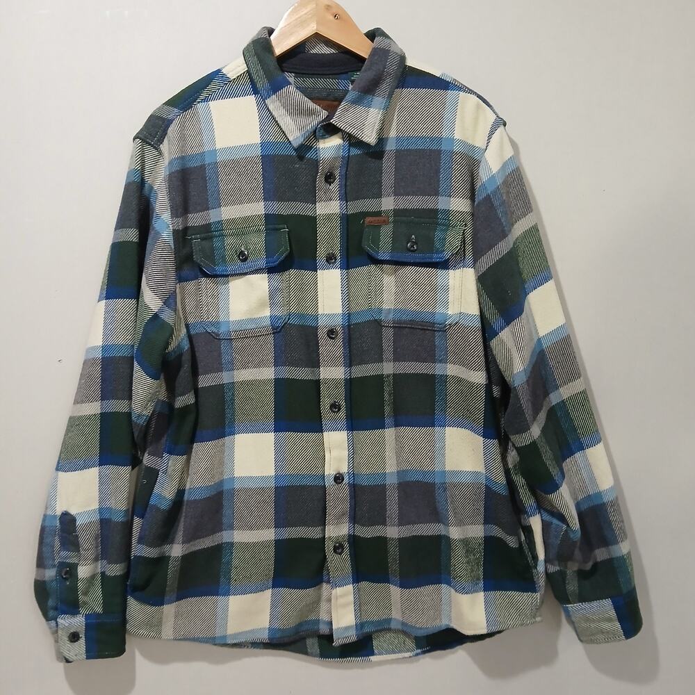 Orvis Flannel Shirt Big Bear Double Brushed Button Down Pockets Plaid Heavy